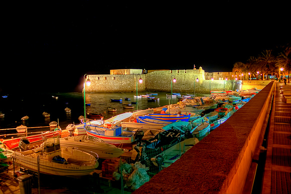 Colourful Boats At Night